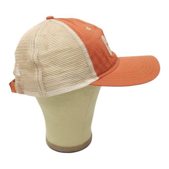 CAT Equipment Embroidered Mesh Strapback Cap Trucker Baseball Hat Orange Tan - Picture 12 of 14